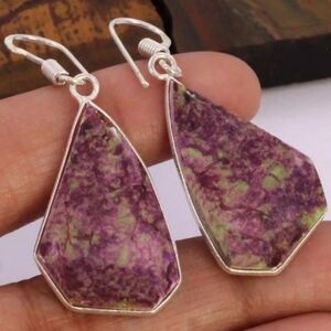 Purple and Green Stone Drop Earrings